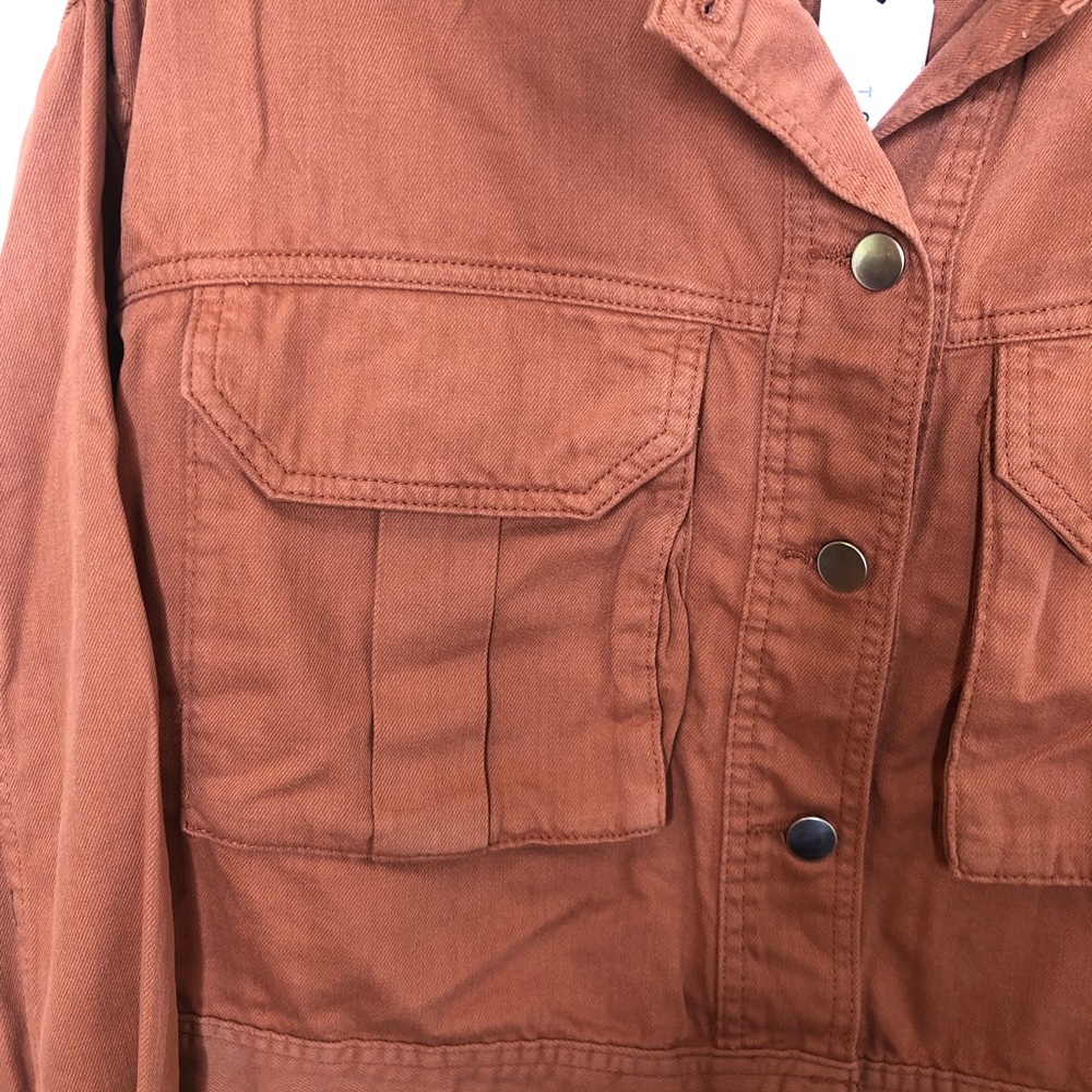 Topshop Avril Cropped Cargo Shirt Jacket Shacket Blush Cotton 8 10 NWT - Picture 6 of 9